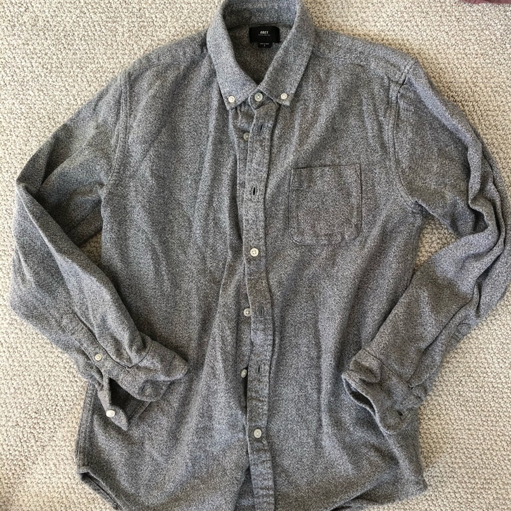 Grey S Obey Brushed Cotton Shirt